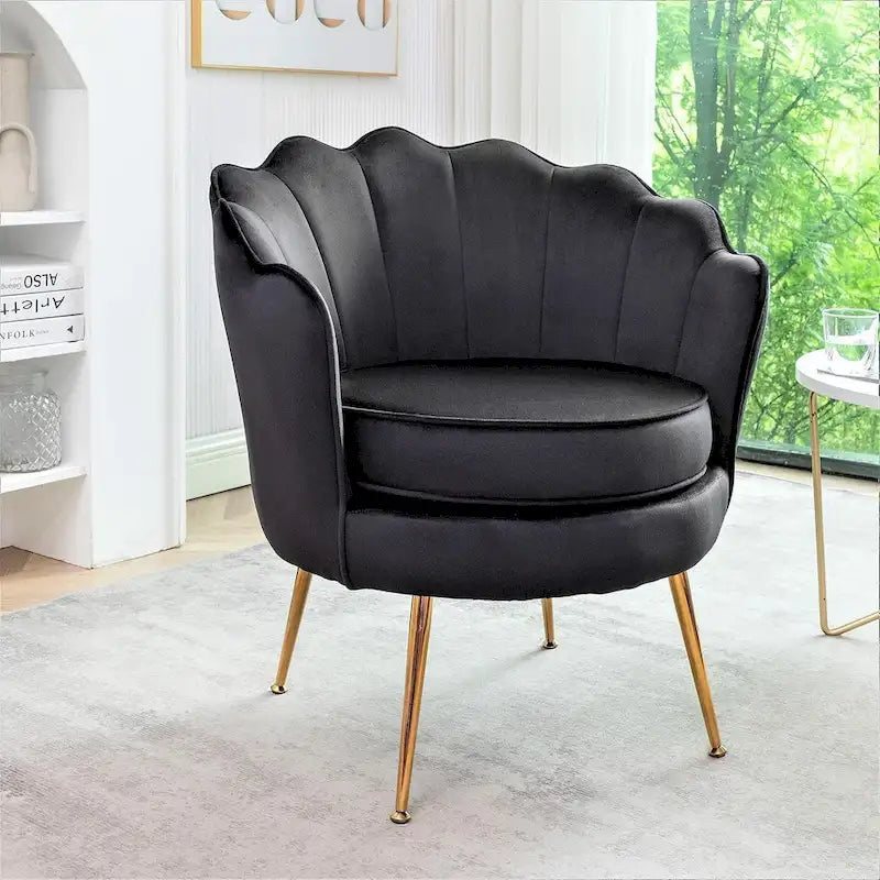 Cavett 28.3 Wide Velvet Barrel Chair with Gold Metal Legs