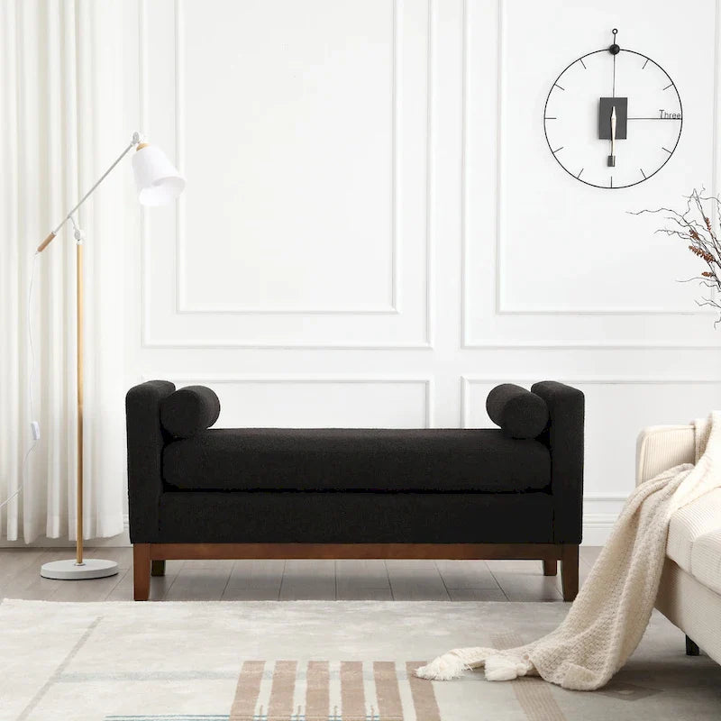 Elegant Upholstered Bench,with Wood Legs