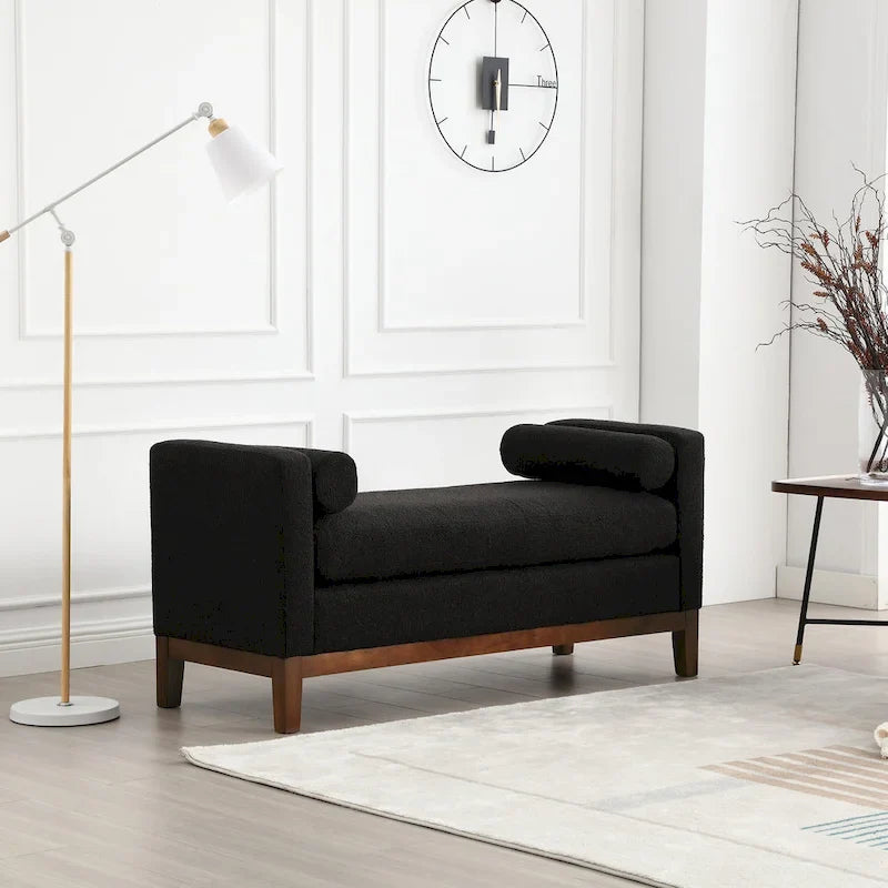 Elegant Upholstered Bench,with Wood Legs