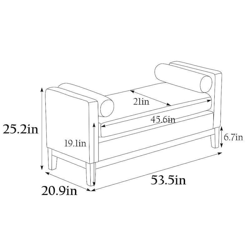 Elegant Upholstered Bench,with Wood Legs