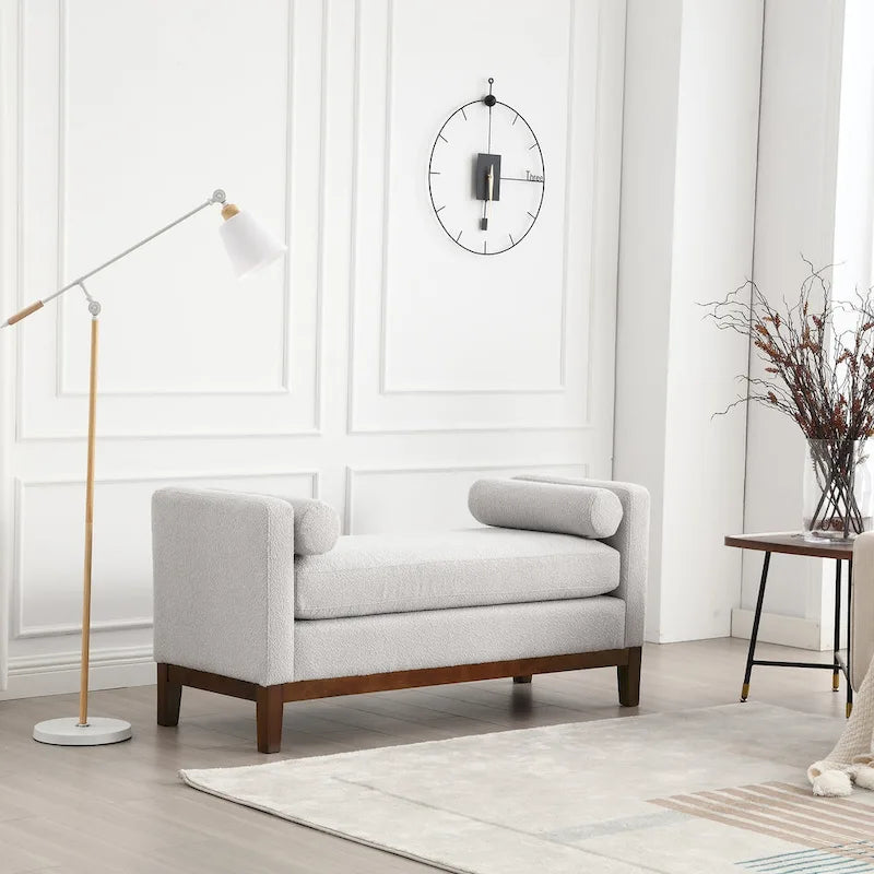 Elegant Upholstered Bench,with Wood Legs
