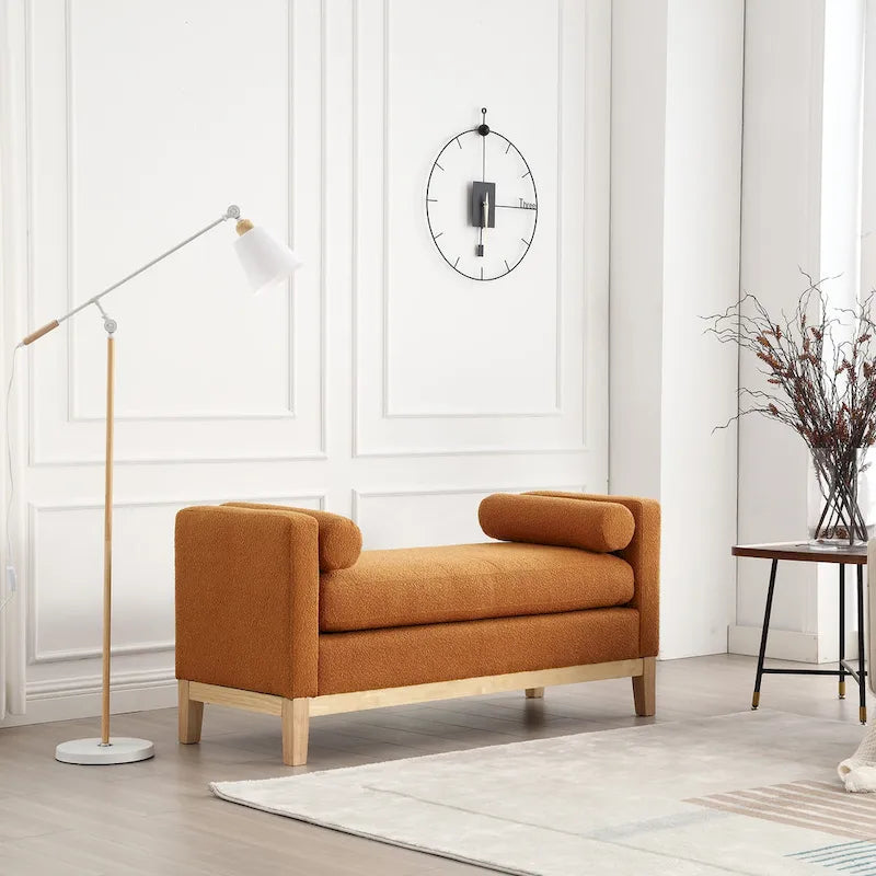 Elegant Upholstered Bench,with Wood Legs
