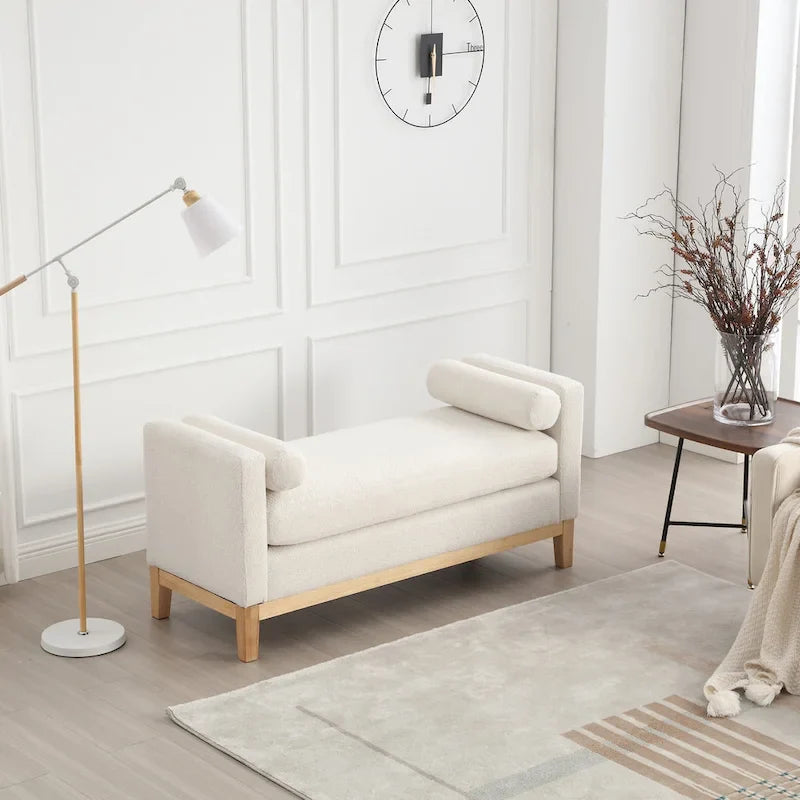Elegant Upholstered Bench,with Wood Legs