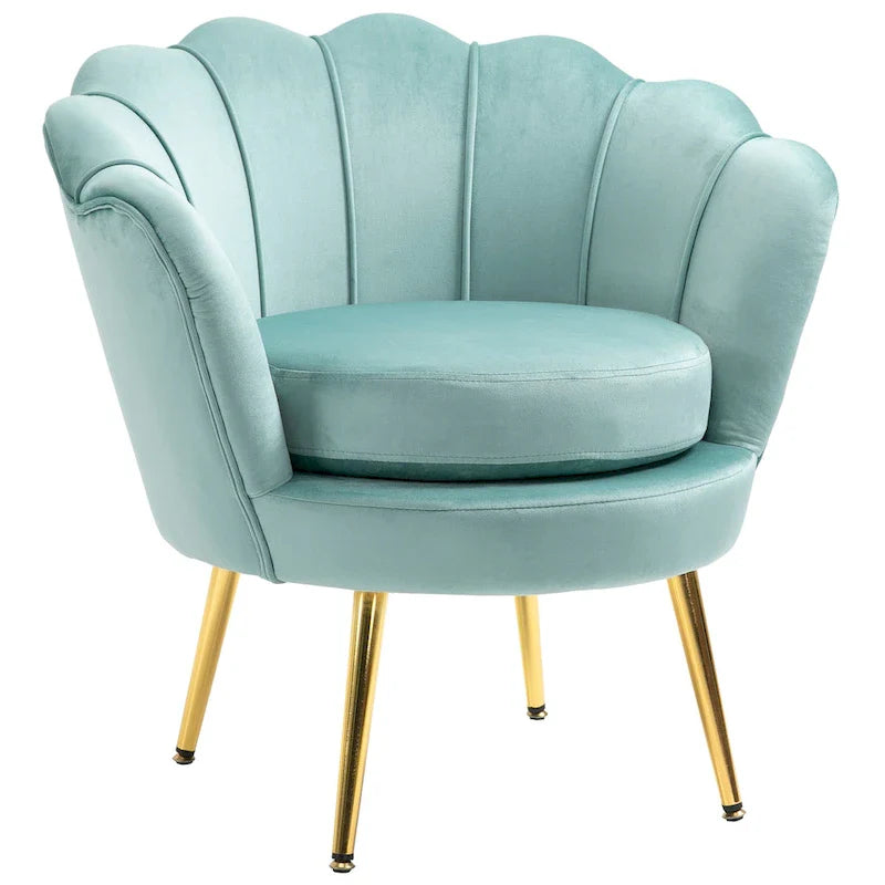 HOMCOM Elegant Velvet Fabric Accent Chair/Leisure Club Chair with Gold Metal Legs for Living Room - 29.5 x 24.75 x 28.75