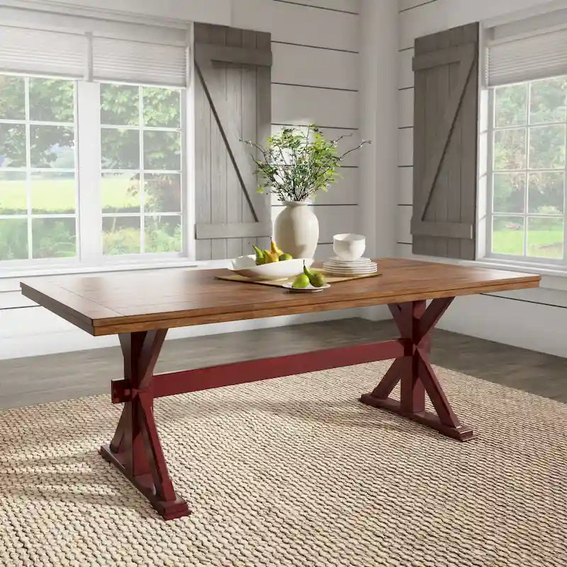 Eleanor 78-inch Oak Dining Table with X-base by iNSPIRE Q Classic