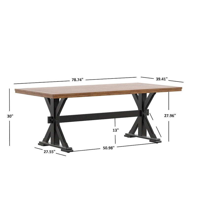 Eleanor 78-inch Oak Dining Table with X-base by iNSPIRE Q Classic