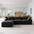 Black Commix Down Filled Overstuffed Sectional Sofa with Ottoman