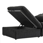 Black Commix Down Filled Overstuffed Sectional Sofa with Ottoman