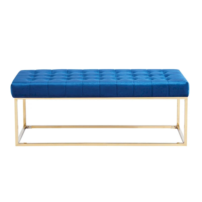 Porthos Home Wenn Tufted Velvet Bench with Gold Chrome Legs
