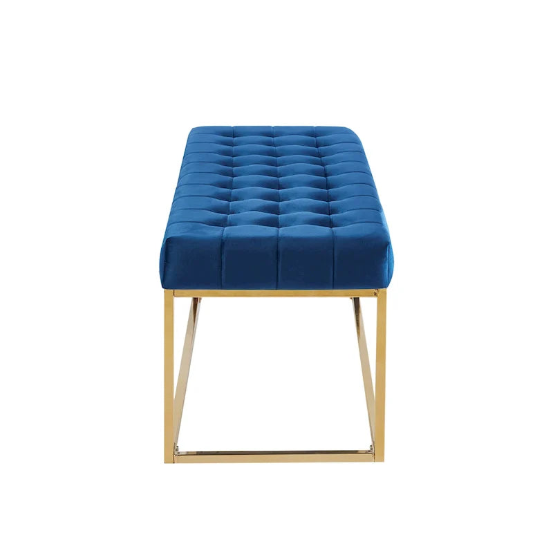 Porthos Home Wenn Tufted Velvet Bench with Gold Chrome Legs