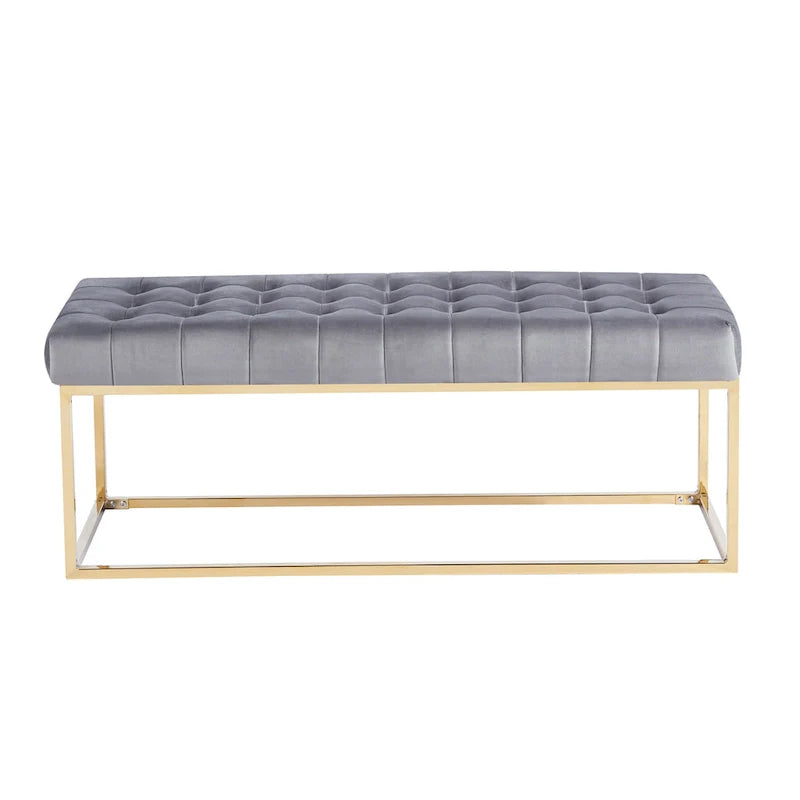 Porthos Home Wenn Tufted Velvet Bench with Gold Chrome Legs