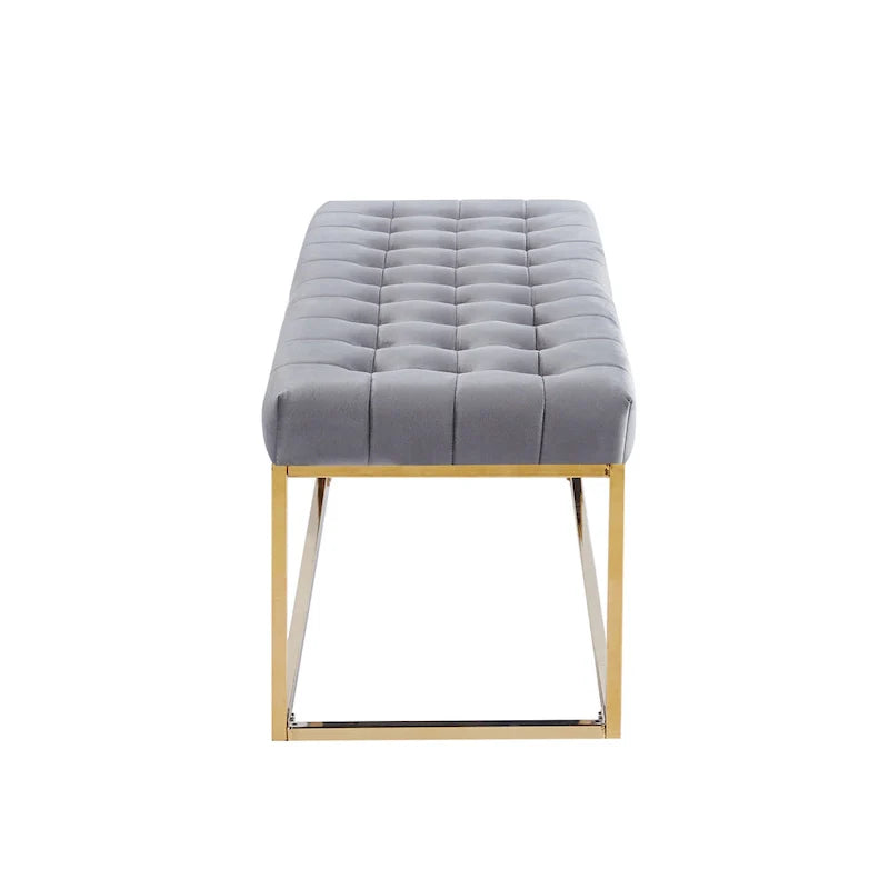Porthos Home Wenn Tufted Velvet Bench with Gold Chrome Legs