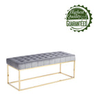 Porthos Home Wenn Tufted Velvet Bench with Gold Chrome Legs