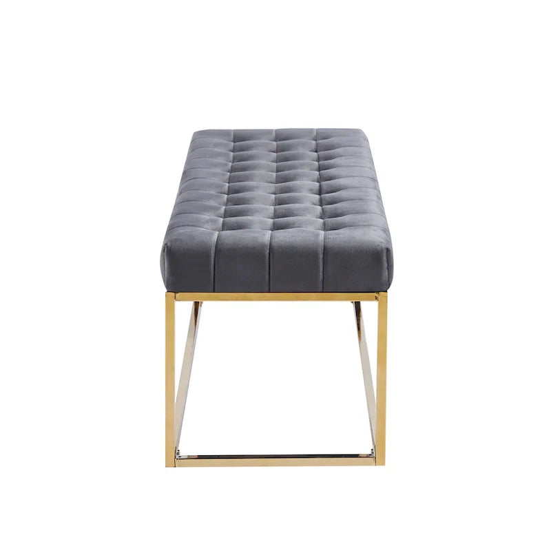 Porthos Home Wenn Tufted Velvet Bench with Gold Chrome Legs