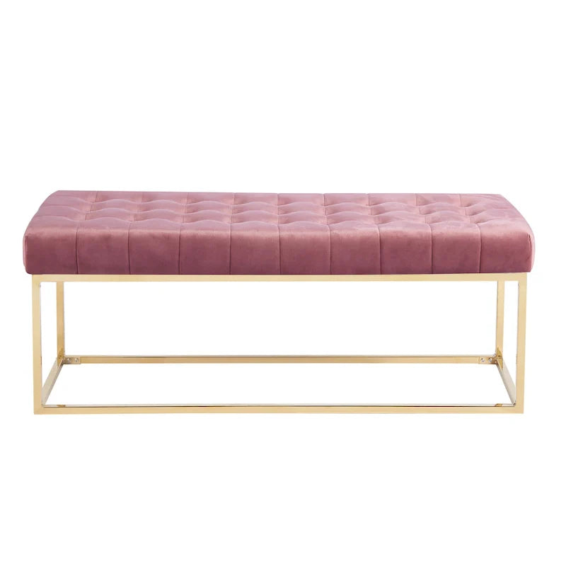 Porthos Home Wenn Tufted Velvet Bench with Gold Chrome Legs