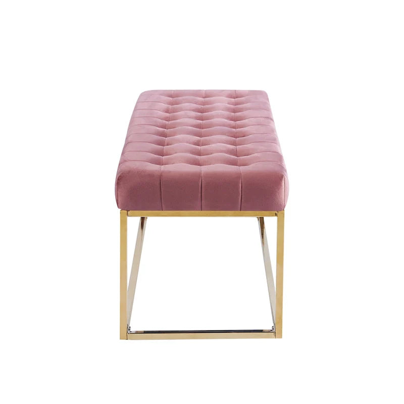 Porthos Home Wenn Tufted Velvet Bench with Gold Chrome Legs