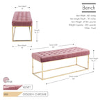 Porthos Home Wenn Tufted Velvet Bench with Gold Chrome Legs