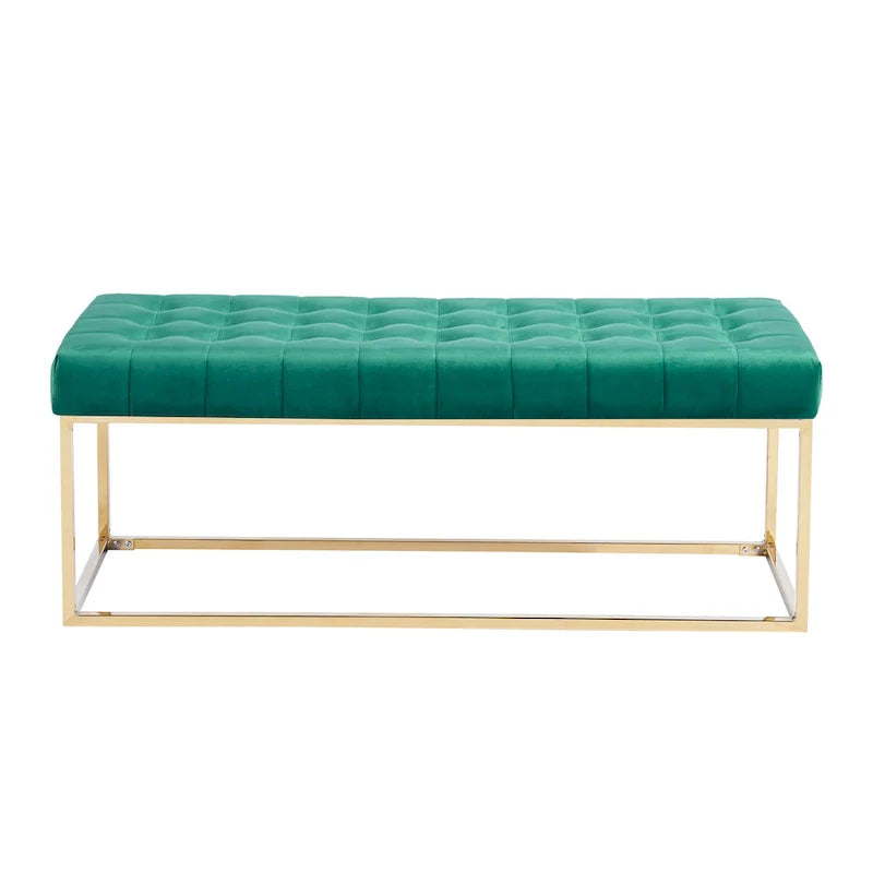 Porthos Home Wenn Tufted Velvet Bench with Gold Chrome Legs