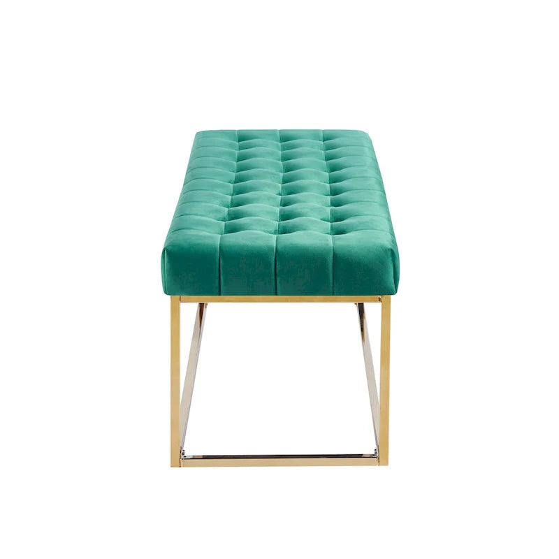 Porthos Home Wenn Tufted Velvet Bench with Gold Chrome Legs