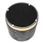 Adeco Round Velvet Ottoman Vanity Footrest Stool Gold Plating Base
