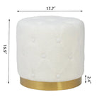 Adeco Round Velvet Ottoman Vanity Footrest Stool Gold Plating Base
