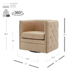 Leslie Top Grain Leather Swivel Tufted Chair