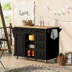 52.8 in. Rolling Kitchen Island with Storage and 5 Drawers