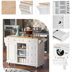 52.8 in. Rolling Kitchen Island with Storage and 5 Drawers
