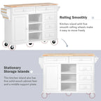 52.8 in. Rolling Kitchen Island with Storage and 5 Drawers