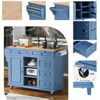52.8 in. Rolling Kitchen Island with Storage and 5 Drawers