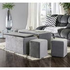 Cole Contemporary Faux Leather 4-Piece Nesting Bench and Ottoman Set by Furniture of America