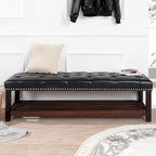 Wooden Base Upholstered Bench for Bedroom for Entryway