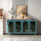 Wood TV Stand with Storage Cabinet and Adjustable Shelves - N/A