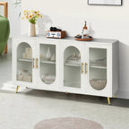 Wood TV Stand with Storage Cabinet and Adjustable Shelves - N/A