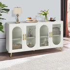 Wood TV Stand with Storage Cabinet and Adjustable Shelves - N/A