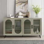 Wood TV Stand with Storage Cabinet and Adjustable Shelves - N/A
