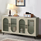 Wood TV Stand with Storage Cabinet and Adjustable Shelves - N/A