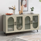 Wood TV Stand with Storage Cabinet and Adjustable Shelves - N/A
