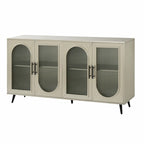 Wood TV Stand with Storage Cabinet and Adjustable Shelves - N/A