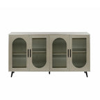 Wood TV Stand with Storage Cabinet and Adjustable Shelves - N/A