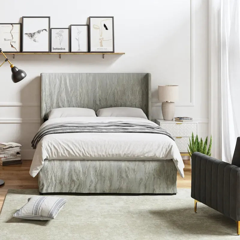 Louise Traditional Washable Slipcover Bed Upholstered Metal by HULALA HOME