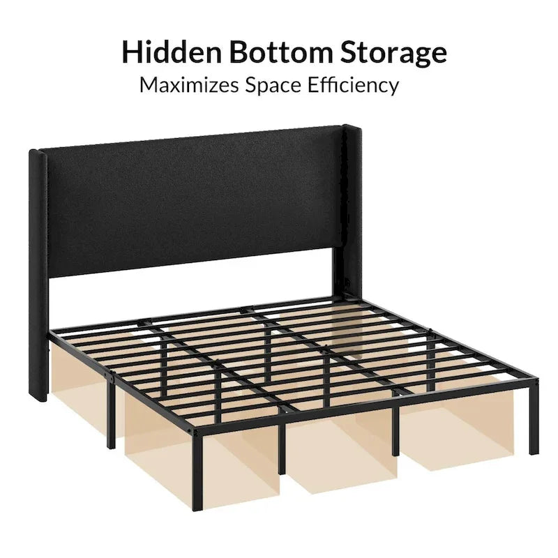 Louise Traditional Washable Slipcover Bed Upholstered Metal by HULALA HOME