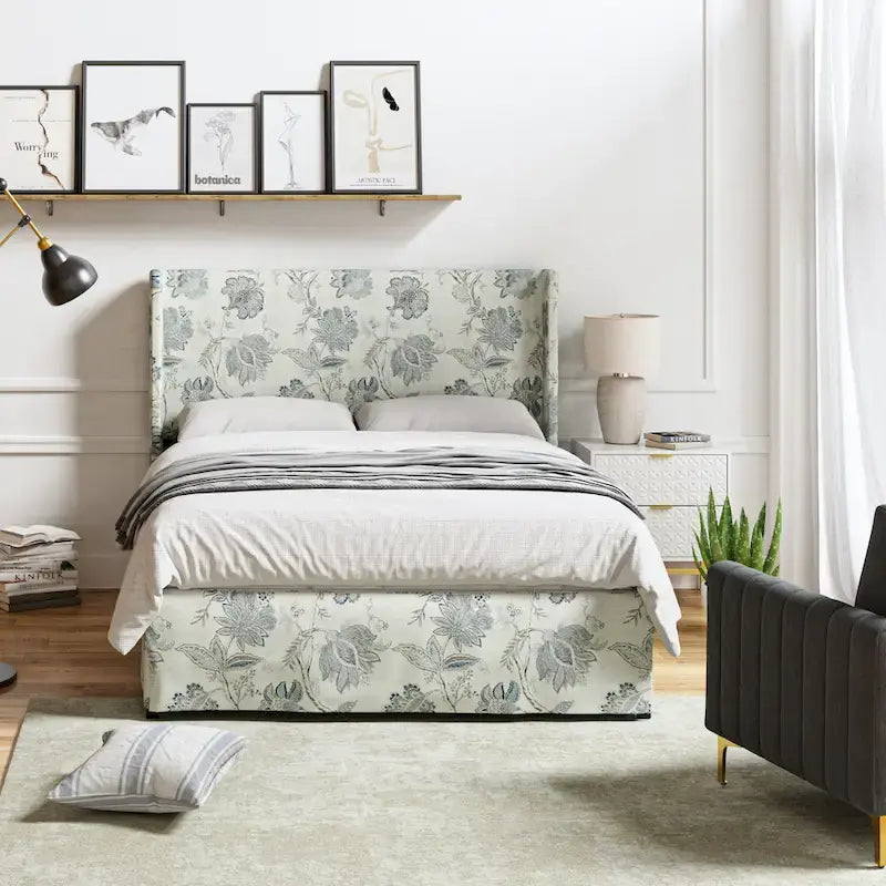 Louise Traditional Washable Slipcover Bed Upholstered Metal by HULALA HOME