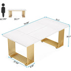70.9 Inches Modern Office Desk Executive Desk with Gold Metal Legs