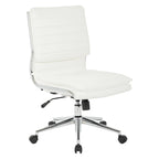 Armless Mid Back Professional Managers Faux Leather Chair with Chrome Base