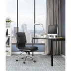 Armless Mid Back Professional Managers Faux Leather Chair with Chrome Base