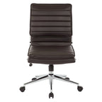 Armless Mid Back Professional Managers Faux Leather Chair with Chrome Base