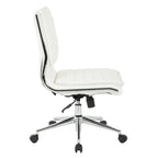 Armless Mid Back Professional Managers Faux Leather Chair with Chrome Base