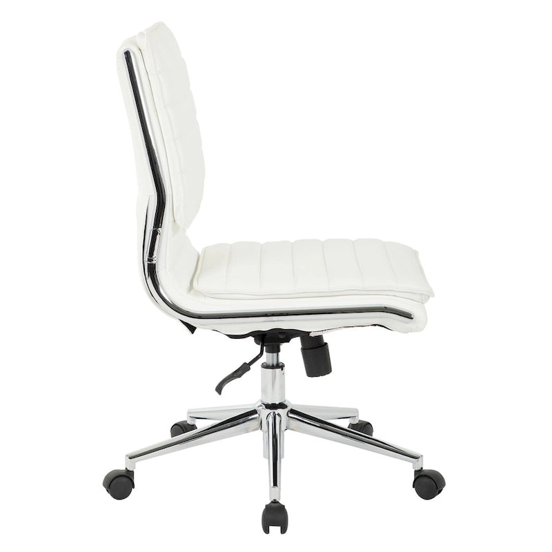 Armless Mid Back Professional Managers Faux Leather Chair with Chrome Base