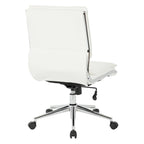 Armless Mid Back Professional Managers Faux Leather Chair with Chrome Base